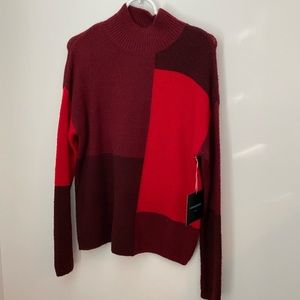 Cynthia Rowley NWT Red Colorblock Turtleneck Sweater